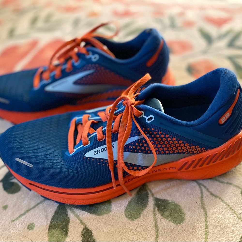 Brooks Blue and Orange Athletic Shoes with Breathable Mesh